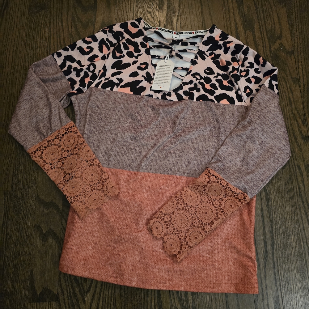 Stylish Pink and Brown Women's Top
